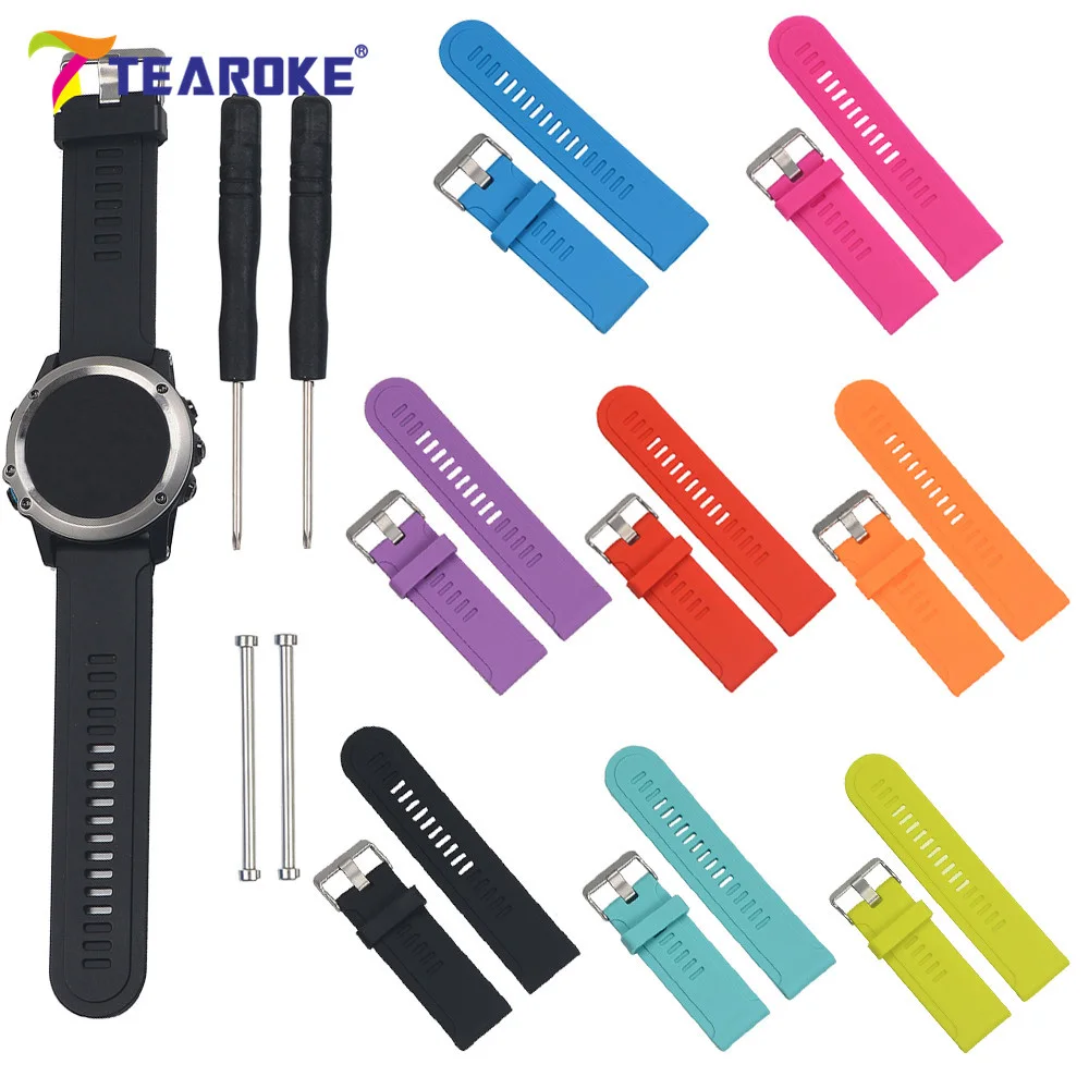 TEAROKE 8 Colors Silicone Soft Watchband for Garmin Fenix 3 + Tools Watch Band Strap Replacement Bracelet for Garmin Fenix3 HR TEAROKE 8 Colors Silicone Soft Watchband for Garmin Fenix 3 + Tools Watch Band Strap Replacement Bracelet for Garmin Fenix3 HR