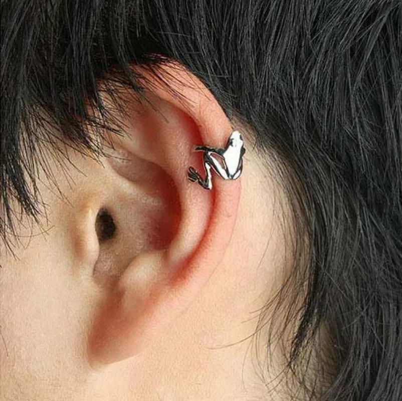 

1piece Punk Gold Silver Tone Frog Cuff Ear Clip Wrap Earring Jewelry 2 Colors Free shipping