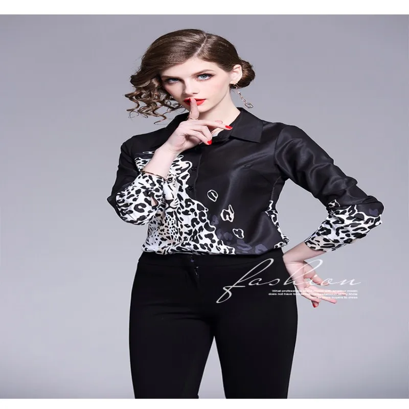 Женская Офисная рубашка с леопардовым принтом Camisa Feminina брендовая дизайнерская