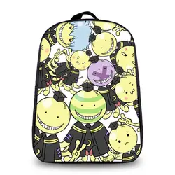 Японского Аниме убийство классе Ansatsu Kyoushitsu рюкзак korosensei emoji смайлик печати плеча Школьные ранцы Рюкзаки