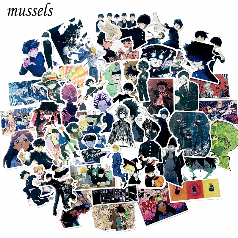 

50Pcs Japanese Pneumatic Cartoon Mob Psycho 100 Graffiti Sticker ForDIY Luggage Suitcase Skateboard Guitar Motorcycle Computer