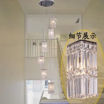 

Stairs lights metal crystal Double staircase Pendant lamps crystal lamp rotating staircaser lamp Pendant Lights FG34