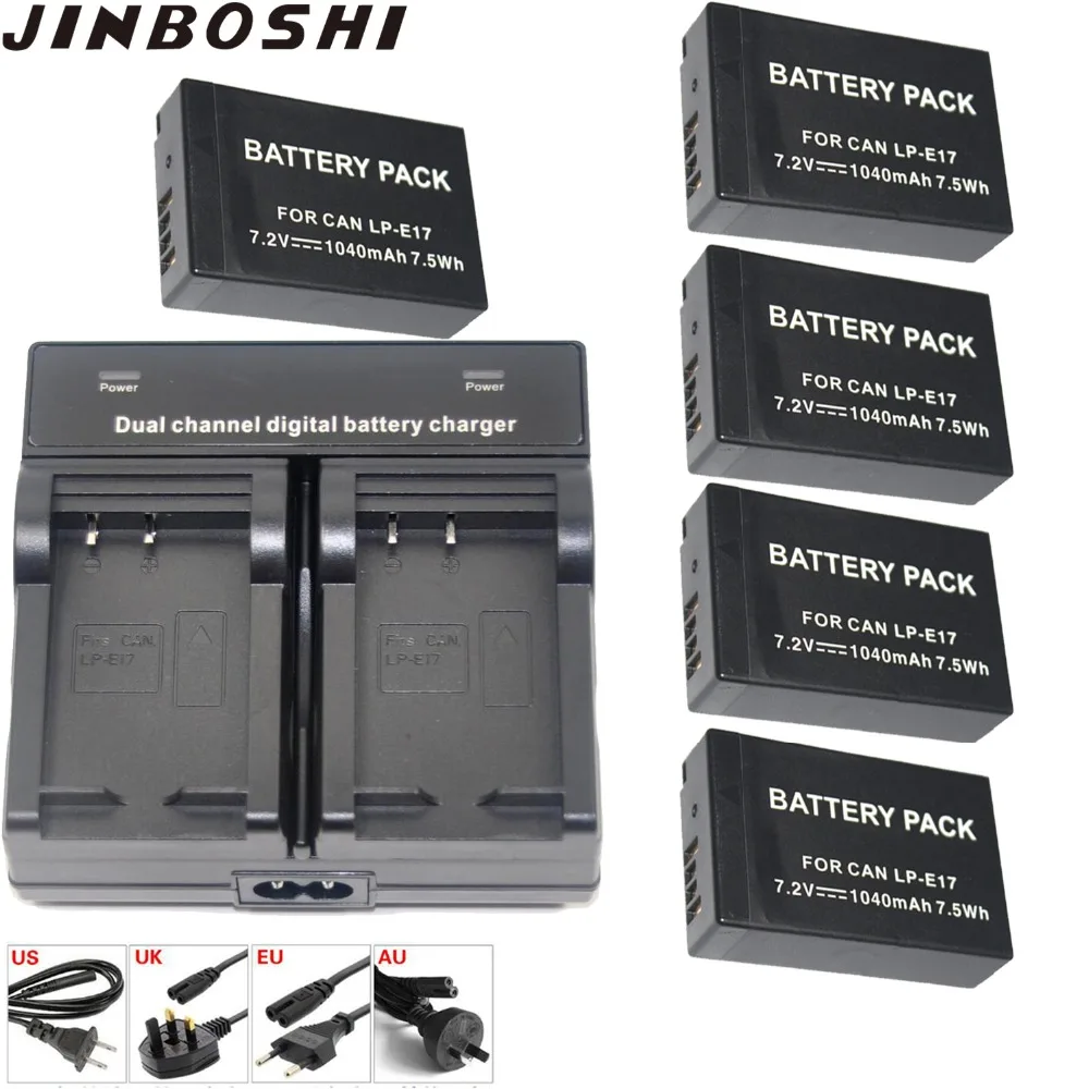 

New 5Pcs LPE17 LP E17 LP-E17 Lithium-ion Battery+ Charger for Canon EOS 200D M3 750D 760D T6i T6s 800D 8000D Kiss X8i Cameras