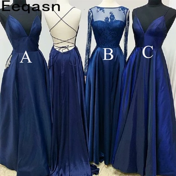 

New 2020 Long Prom Dresses A Line Royal Blue Backless Sweep Train Evening Formal Party Dress Vestido De Fiesta Plus Size