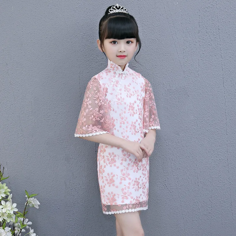 

2018 Summer Autumn New Chinese Traditional Wind Children Girls Cheongsam Birthday Party Dress Teens Baby Piano Costume Dress