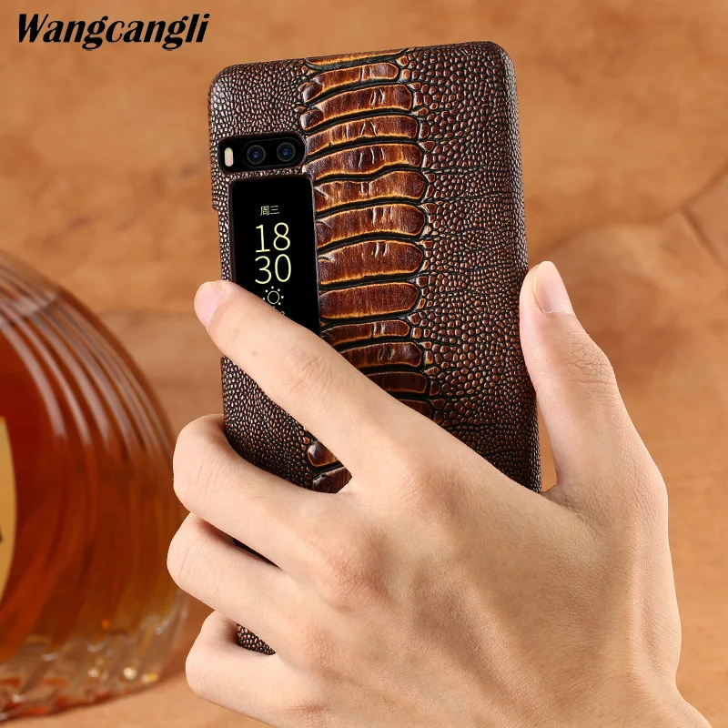 

Genuine leather phone case for Meizu Pro 7 Cowhide ostrich foot texture phone case for meizu series phone protection case