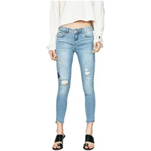 Европейские и американские джинсы с дырками, женские свободные весенние и летние новые с высокой талией корейские bf тонкие обтягивающие штаны