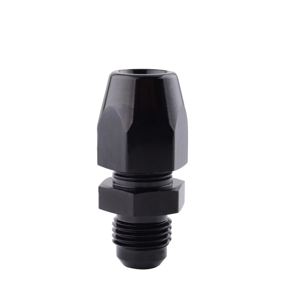 EVIL ENERGY 6AN Female Flare to 3/8 Fuel Hardline Tube Fitting Adapter Connector Aluminum Alloy Black Anodized Straight