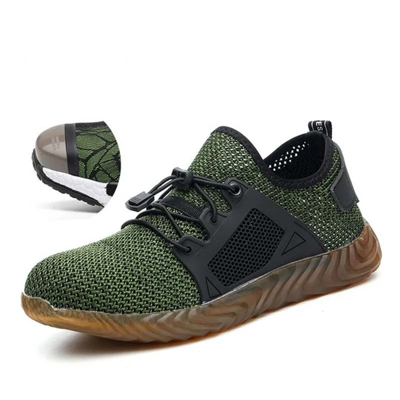 

2019 New breathable safety shoes men steel toe anti-smashing and puncture-proof sneakers outdoor mens working safety boots 35-48