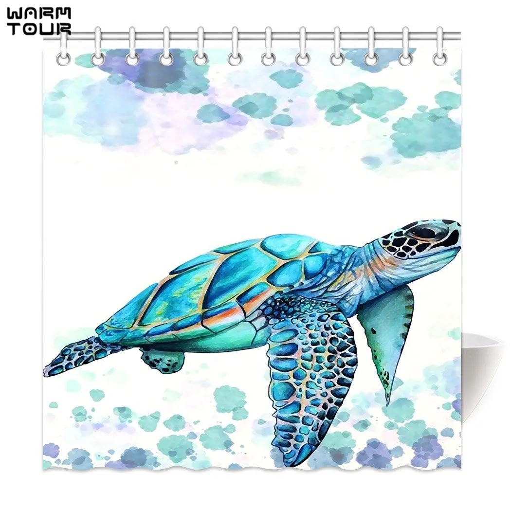 Warm Tour Sea Turtle Decor Shower Curtain Fabric Polyester Warm Tour Sea Turtle Decor Shower Curtain Fabric Polyester