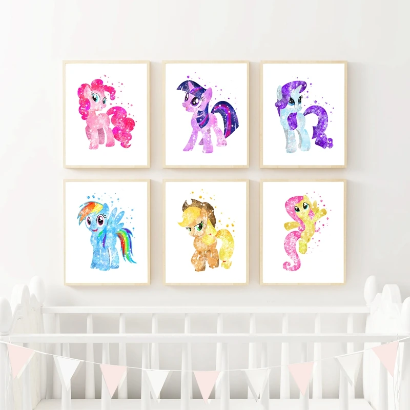 watercolor horse prints kids room decor