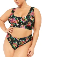 Женские купальники бикини Mujer, Maillot De Bain, бикини, купальный костюм с лямкой на шее, пуш-ап, бикини, набор, купальник женский, с цветочным принтом