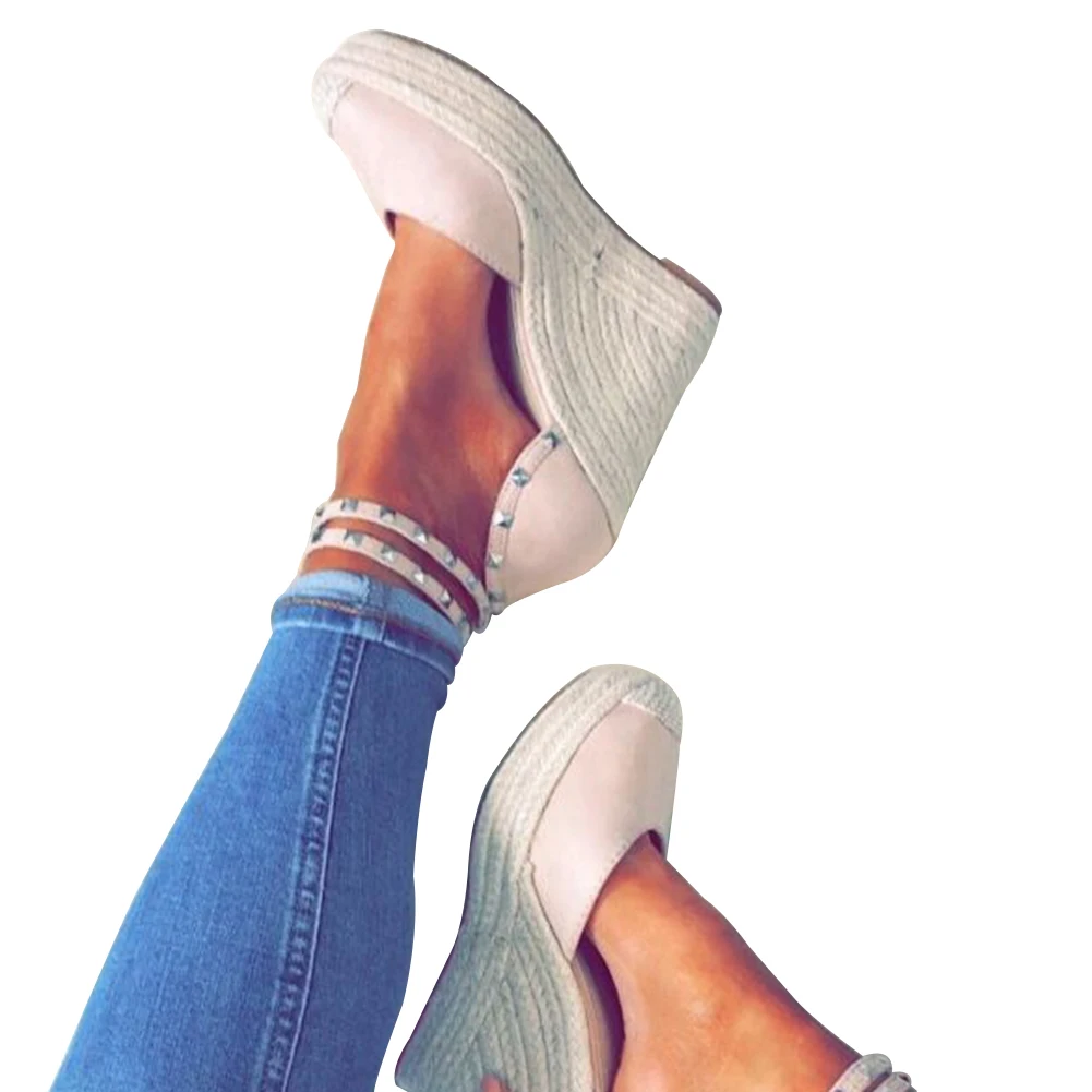 2019 Women Wedges Sandals Rivets Decor Fast Dry Breathable Lightweight...