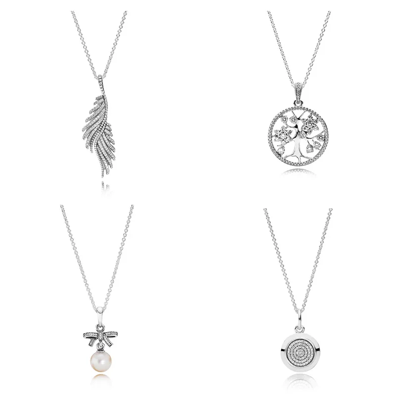 4 Style Authentic 925 Sterling Silver Necklaces Feather Pearl Tree Pendant Necklace for Women Party Wedding Jewelry 4 Style Authentic 925 Sterling Silver Necklaces Feather Pearl Tree Pendant Necklace for Women Party Wedding Jewelry