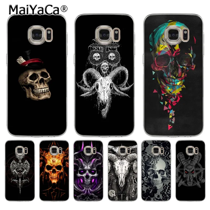 Мягкий чехол для телефона MaiYaCa satanic scary skull из ТПУ samsung galaxy s9 plus s7 edge s6 s5 s8 plus|Бамперы|