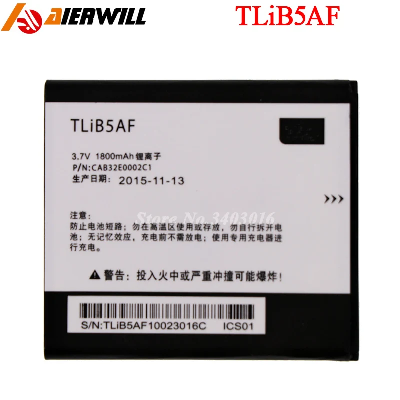 TLiB5AF Battery For Alcatel One Touch Pop C5 OT 5036 5036D 5037 5037D 5037A 5037X Batterie Bateria Batterij Accumulator 1800mah | Мобильные