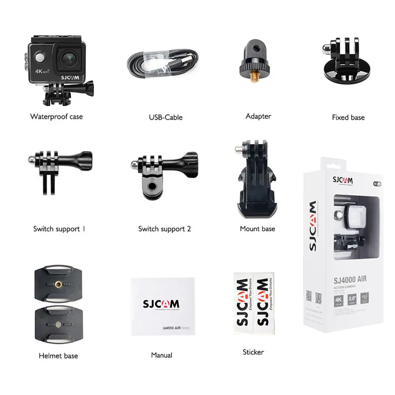 Экшн камера SJCAM SJ4000 AIR 4K wi fi Full HD Allwinner 2 0 дюймовый жк экран водонепроницаемая 30 м SJ