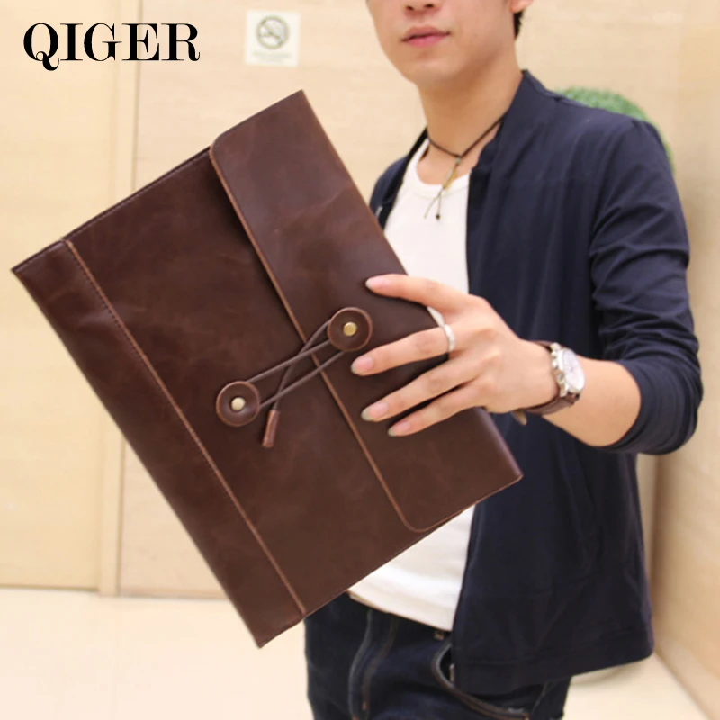 

2017 Vintage Fashion Envelope Clutch Bag Handbag Leather Multifunction Office Documents Bags Business A4 Paper File Folder Bag