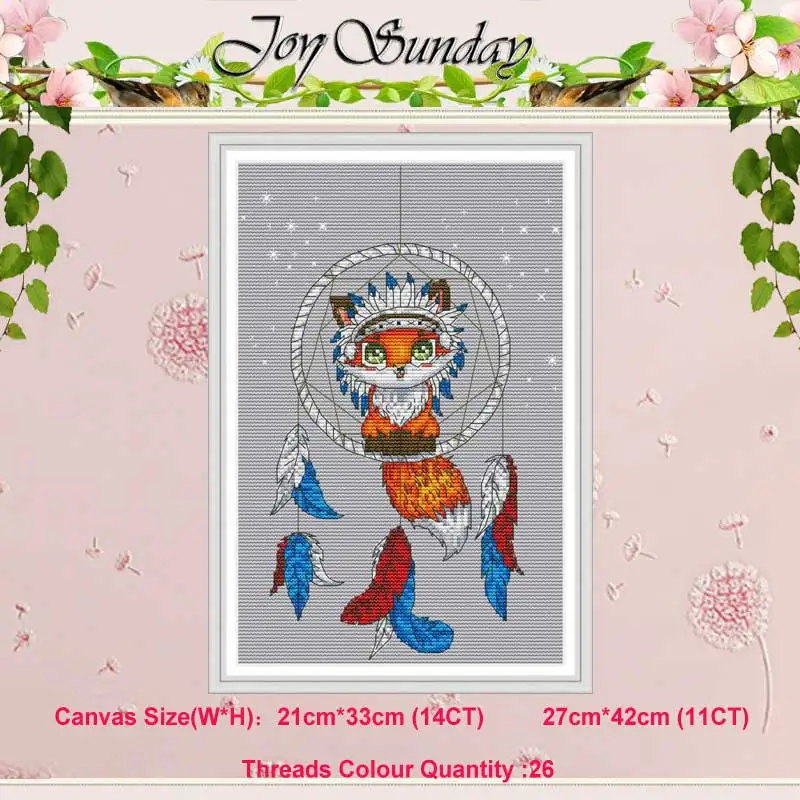 

Little fox animals counted 11CT 14CT Cross Stitch Set DIY DMC Chinese Cross-stitch Kit Embroidery Needlework Home Decor