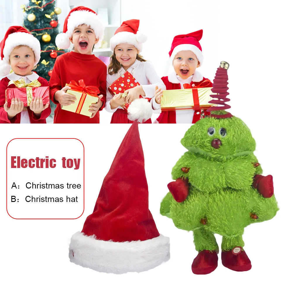 Рождественская электрическая игрушка пение танцы подвижная Рождественская елка шляпа электрическая детская игрушка детский Рождественский подарок счастливые игрушки