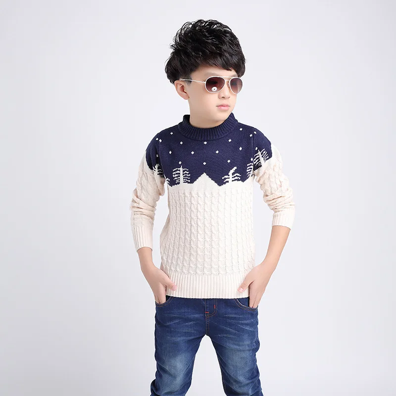 

2019 Children's sweater Winter New boys Sweater Cotton Clothing Sweater Hedging Round collar Children's clothing