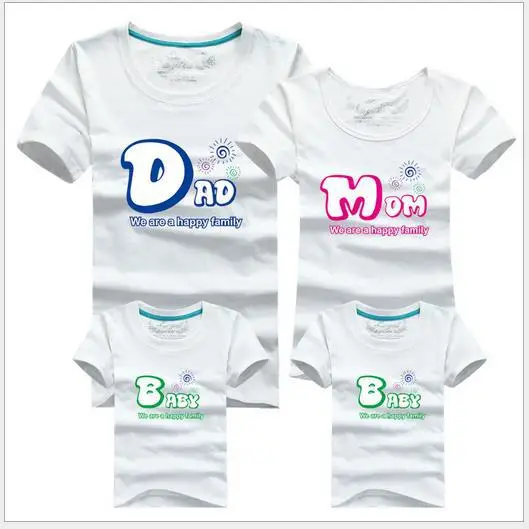 Летние Стильные мужские футболки для всей семьи, одежда для мамы и дочки, одежда для мамы, папы, ребенка, мамы и меня, roupas - Цвет: Белый