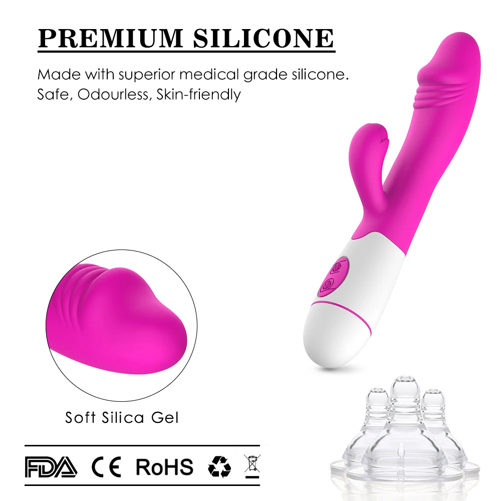 Comprar Vibrador de cabeza de conejo vibrador G rotación de punto a prueba de agua productos sexuales vibrador juguete sexual para mujeres