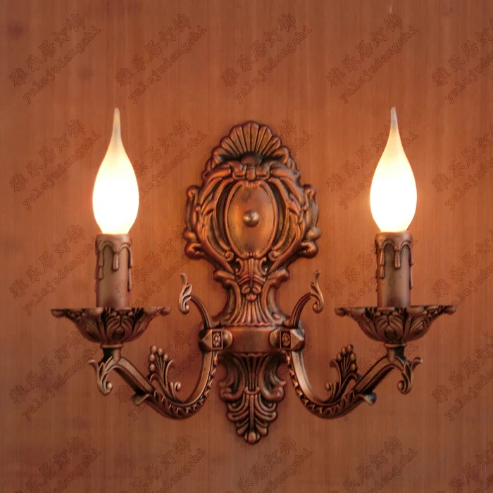 

American style wall lamp fashion vintage tieyi bedside study light balcony lighting lamps mirror light double slider candle