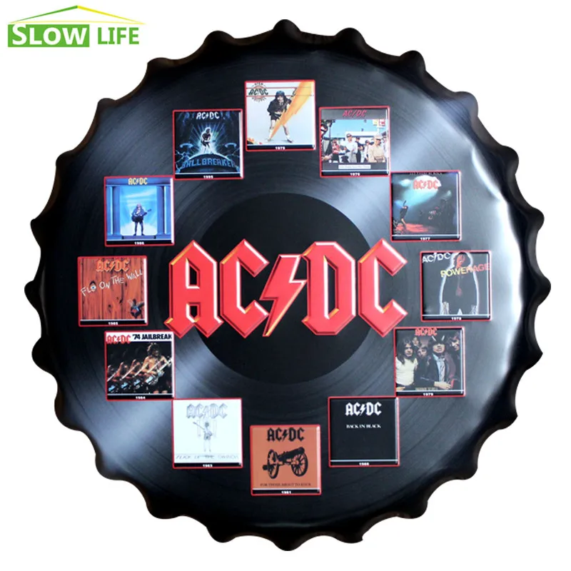 

2017 New ACDC Band Bottle Cap Metal Tin Sign Vintage Home Decor Tin Sign Wall Decor Metal Sign 3D Wall Decor Metal Plaque