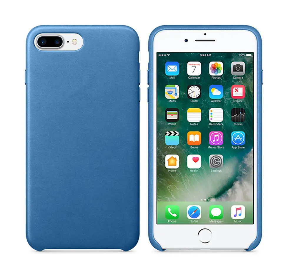 Роскошный чехол из искусственной кожи с пластиковой металлической кнопкой для iphone 7 8 X для iphone 7 8 Plus, чехол для телефона, Розничная коробка - Цвет: sea blue
