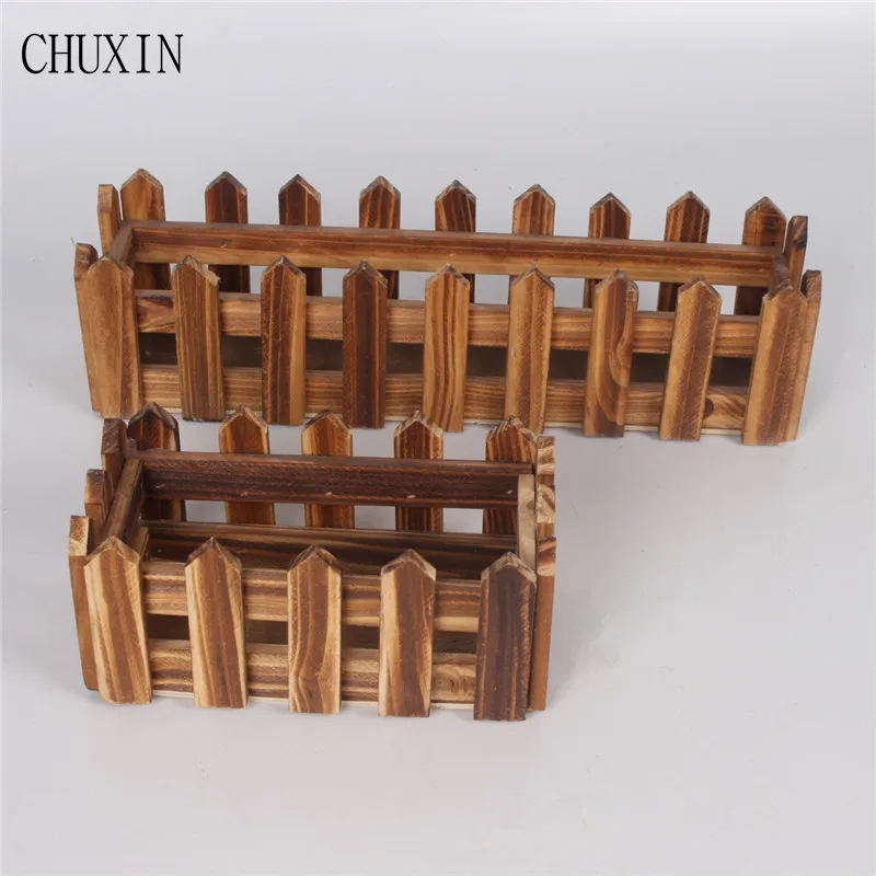 Rectangular Garden Plants Vases Artificial Garden Fence Wood Foam
