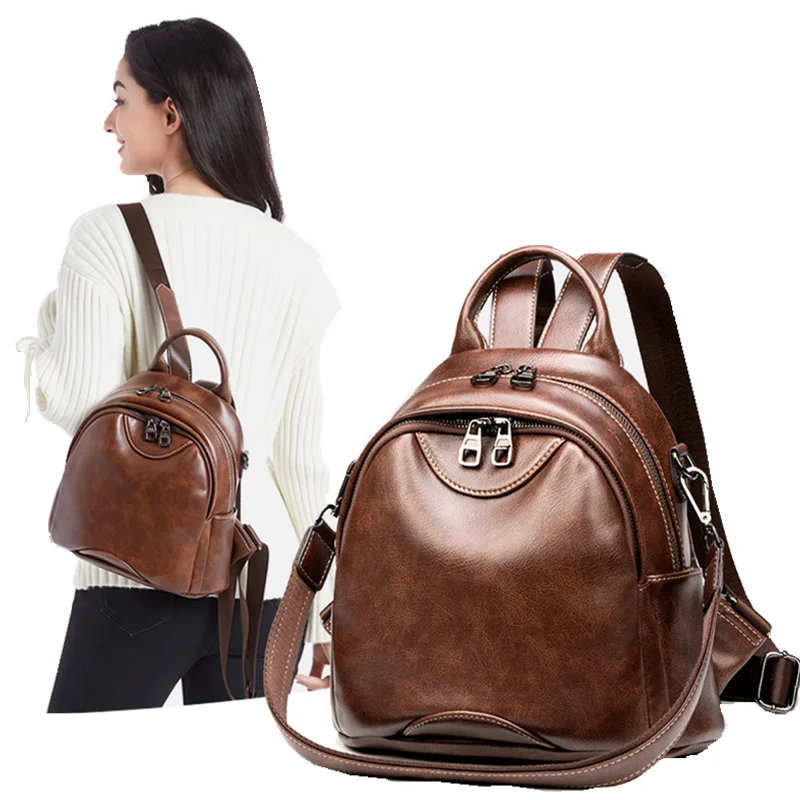 

Anti-theft Leisure Mommy Bag Delivery Shoulder Bag Women Retro Soft Leather Backpack 0 Functional Baitao Travel Bag