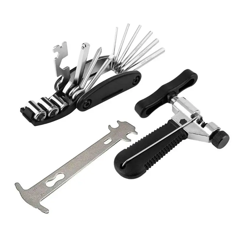 

3 Pcs Mountain Bike Repair Tool Kits 16 in 1 Multi-Bike Tool + Chain Wear Indicator + Bicycle Chain Splitter Bycicling Tools