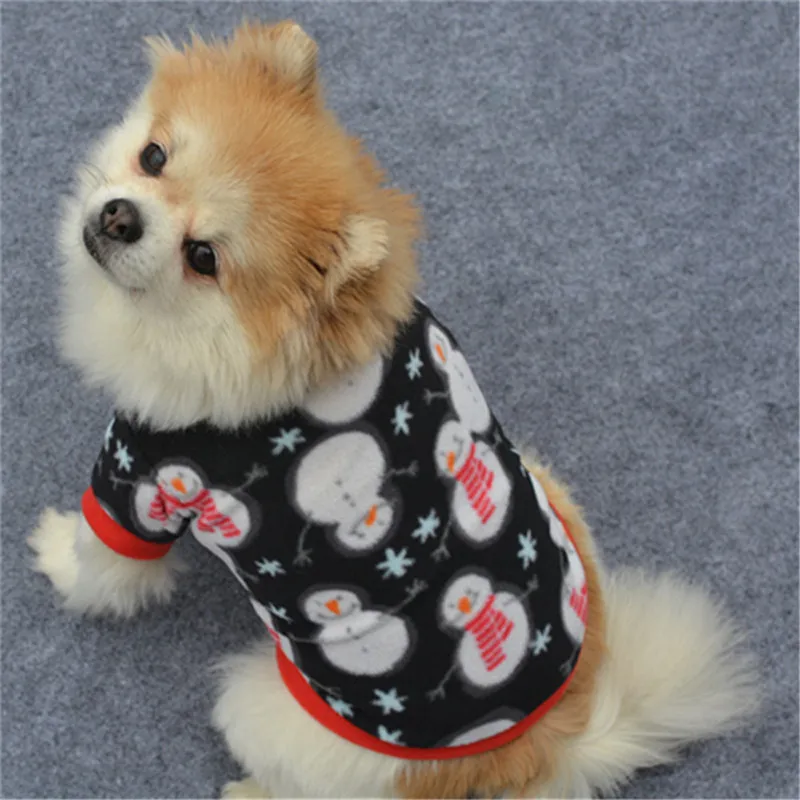 Winter Warm Pet cat dog Jacket clothes pullover snowman print snowflake puppy kitty Shirt coat apparel thick clothing supply