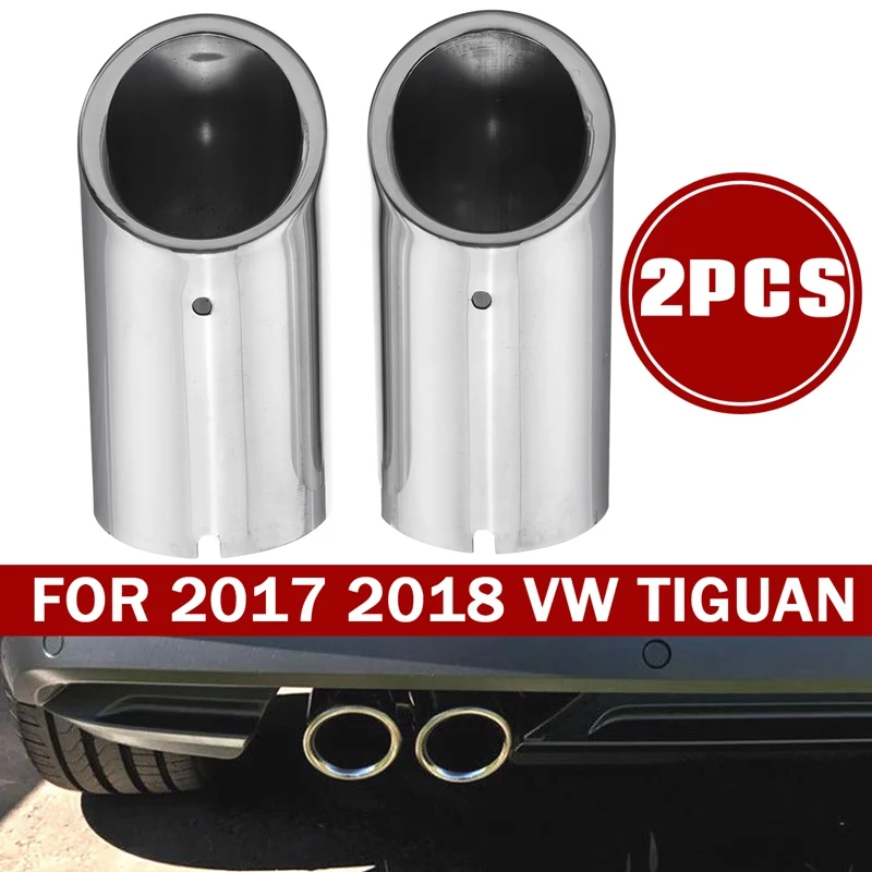 Autoleader 2Pcs for VW for Tiguan 2017 2018 68mm Stainless Steel Rear Car Exhaust Muffler Tip