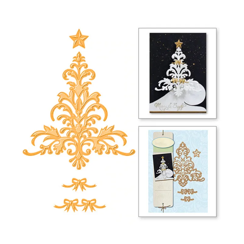 

YaMinSanNiO 4 Pcs Metal Cutting Dies Scrapbooking for Card Making DIY Embossing Cuts Christmas Tree Flower Element Dies Crafts