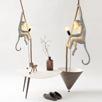 

Modern Monkey Lamp Resin Led Pendant Lights Living Room Restaurant Bedroom Luminaire Pendant Lamps Luminaire Kitchen Fixtures