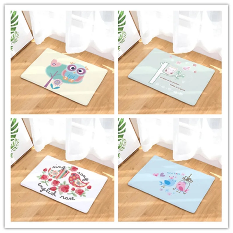 

New Anti-Slip Carpets Owl Print Mats Bathroom Floor Kitchen Rugs 40x60