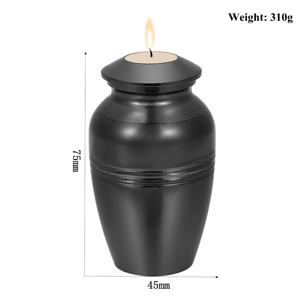 Black Color Plated Stainless Steel Ashes Urn Casket Candle Holder