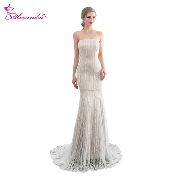 

Alexzendra Stock Dress Dark Champagne Strapless Lace Mermaid Wedding Dress Bridal Dresses Plus Size Vestido De Noiva