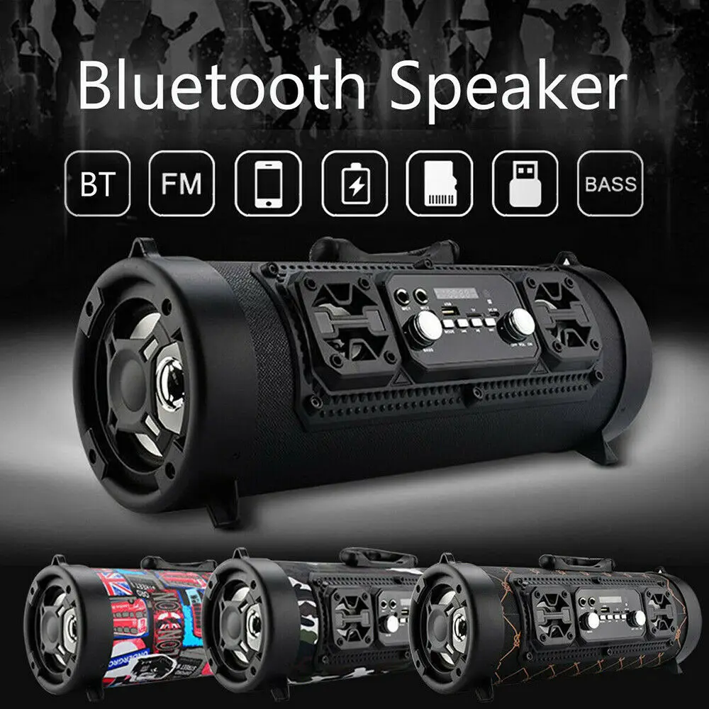 Портативный беспроводной Bluetooth динамик сильный бас HIFI стерео Открытый Bluetooth динамик Поддержка FM радио TF AUX USB 3E15