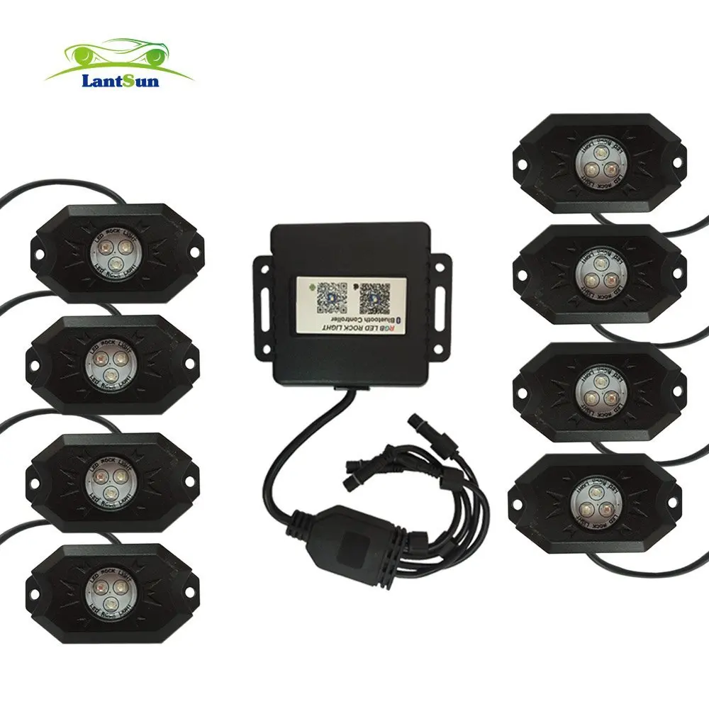 

J143 Set Lantsun easy install 8 pods LED RGB rock lights decorate light Controlled by Cell App fits Jeep 4x4 4WD wrangler A4