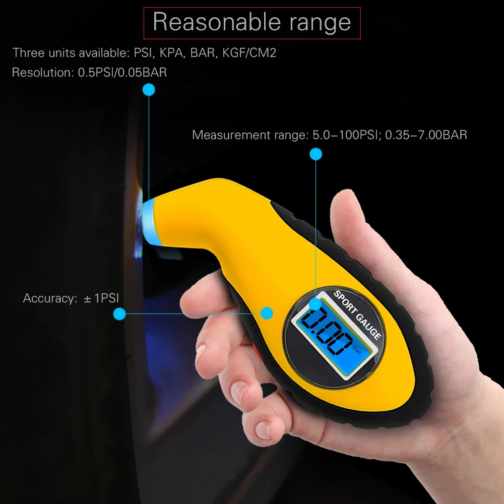 Motorcycle Auto Car Security Diagnostic tool Tire Pressure Monitor Gauge Meter Manometer Barometers Tyre Tester LCD Digital
