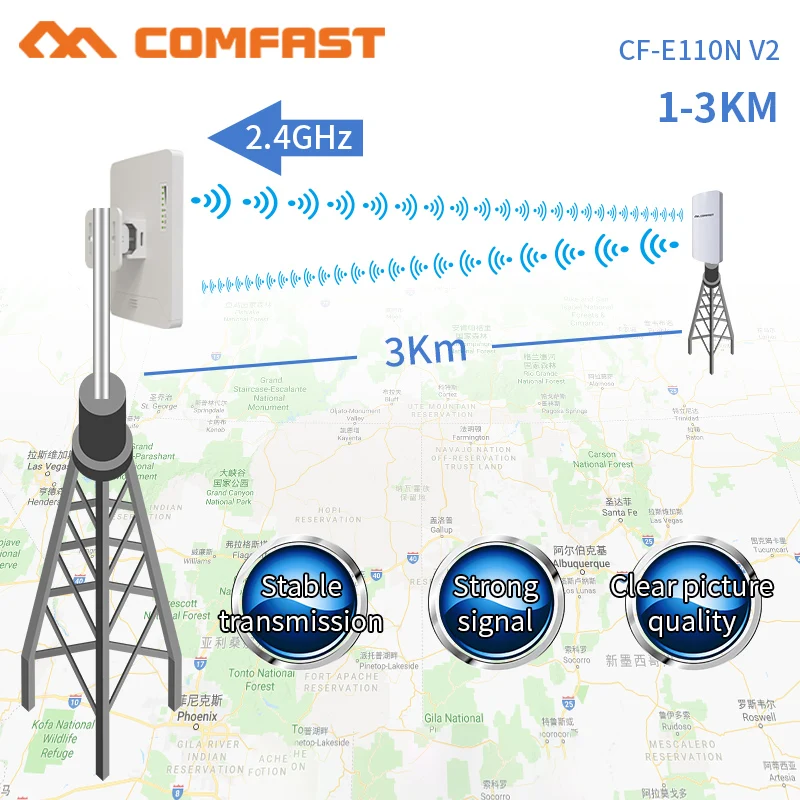Comfast 300mbps 2 4G беспроводная уличная Wi fi антенна большого радиуса действия cpe 11dbi