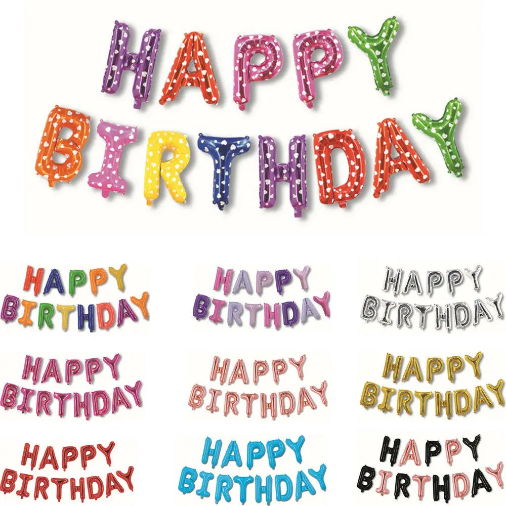 

New Large Happy Birthday Self Inflating Balloom Banner Buntings Party Home Decor