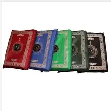 Мусульманский молитвенный коврик, полиэстер, портативный плетеный коврик, просто печать с компасом в сумке, путешествия, стиль, коврик, Одеяло 100*60 см