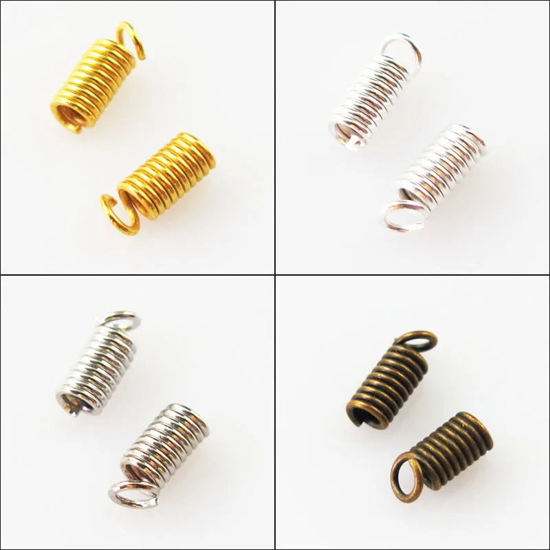 

New 100Pcs Coil End Crimp Necklace Fastener Connectors 3x6mm Gold Dull Silver Bronze Plated