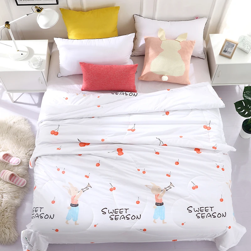 Cherry Print Summer Bed Covers Light Weight Summer Throw Blanket Summer