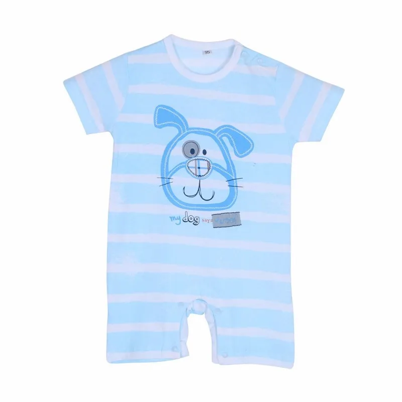 Одежда для новорожденных; летние детские комбинезоны; хлопковый костюм с рисунком собаки для маленьких мальчиков и девочек; костюм с короткими рукавами; одежда