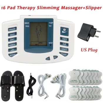 

Electrical Stimulator+Russian Button Slipper+16pcs/lot Electrode Pads Full Body Muscle Relax Pulse Tens Acupuncture Massager